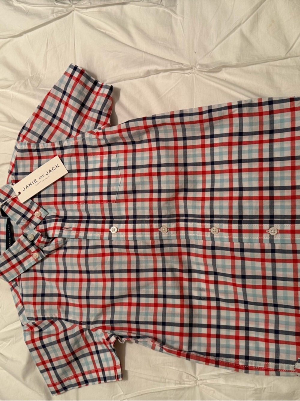Janie and Jack Red, Navy & White 3 piece bundle shorts and tops - Picture 3 of 4